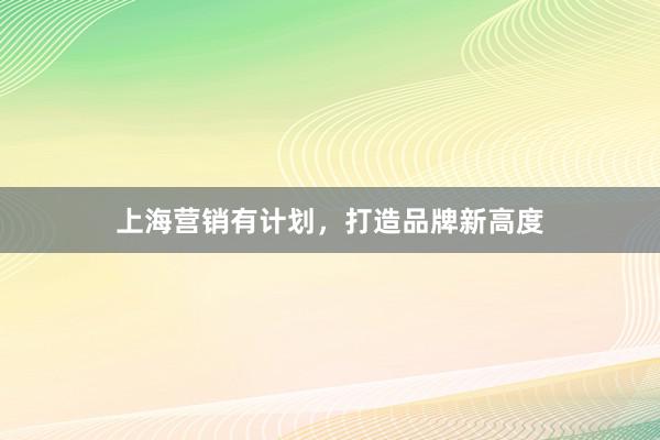 上海营销有计划，打造品牌新高度